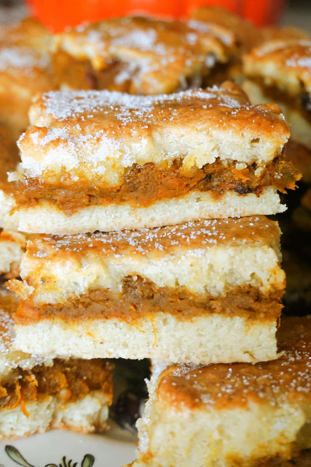 A stack of 2 pumpkin squares.