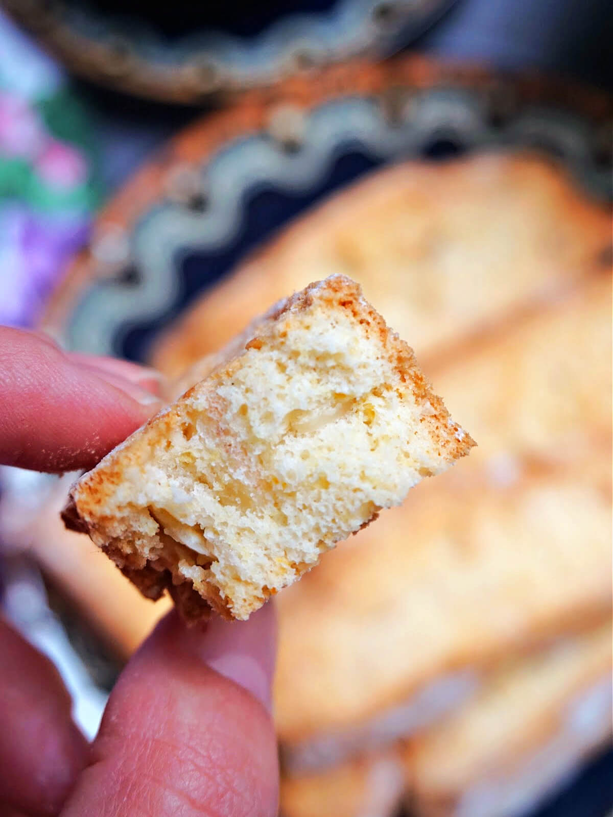 Close-up shoot of half a biscotti to see the texture inside.