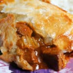 Close-up shoot of a portion of steak pie