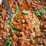 Close-up shoot of bolognese sauce.
