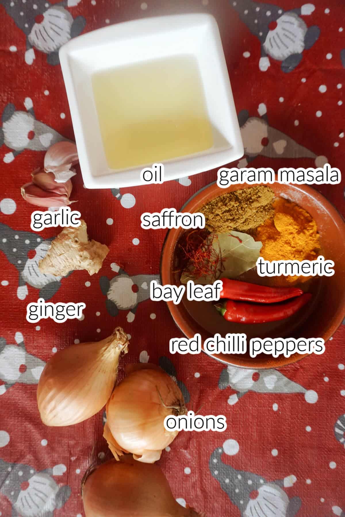 Ingredients needed to cook the chicken.