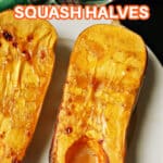 2 halves of a roasted squash.
