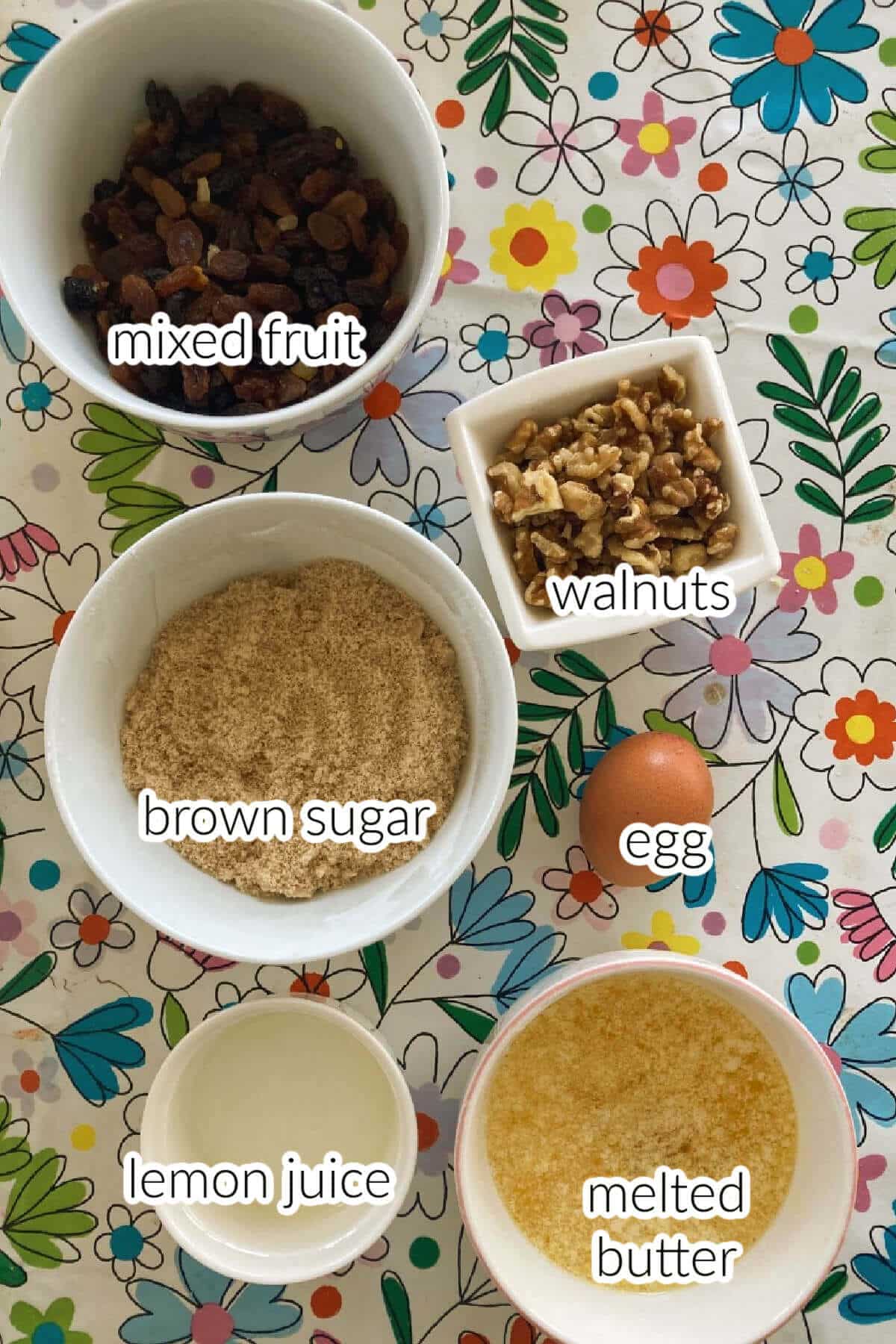 Ingredients needed to make Ecclefechan tarts.