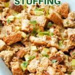 A dish with bread stuffing.