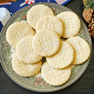 A plate with shortbread cookies.