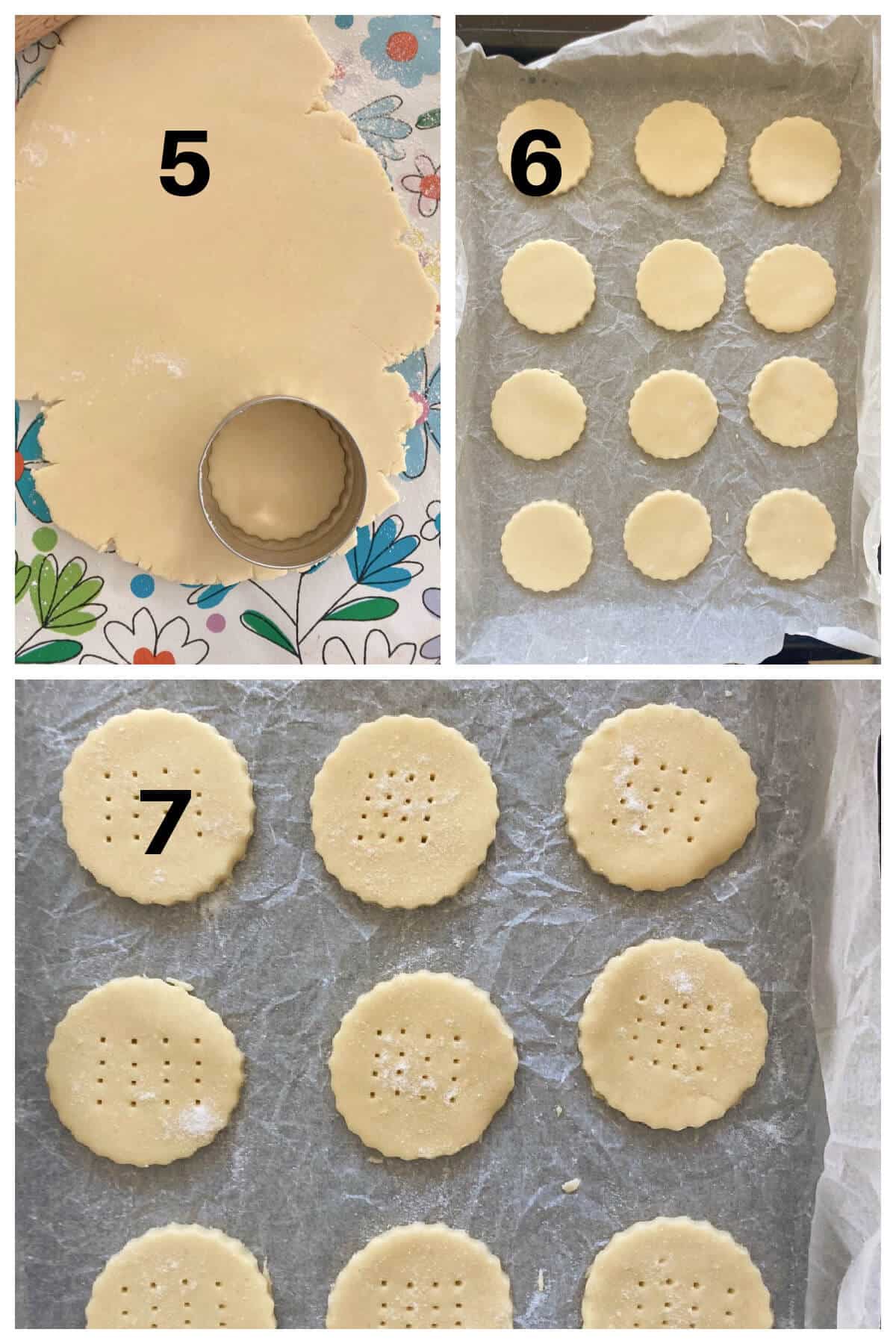 Collage of 3 photos to show how to make Scottish Shortbread.