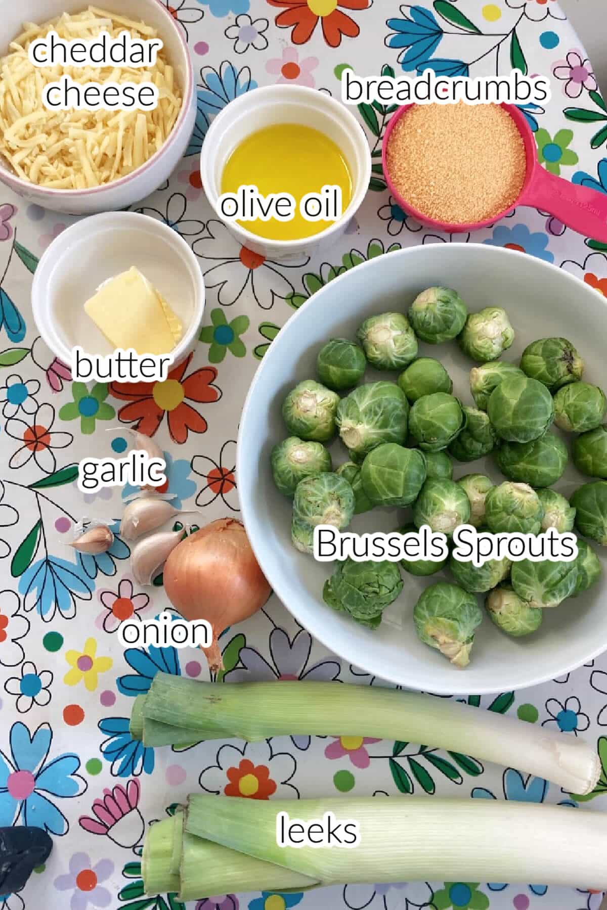 Ingredients needed to make vegetable gratin.