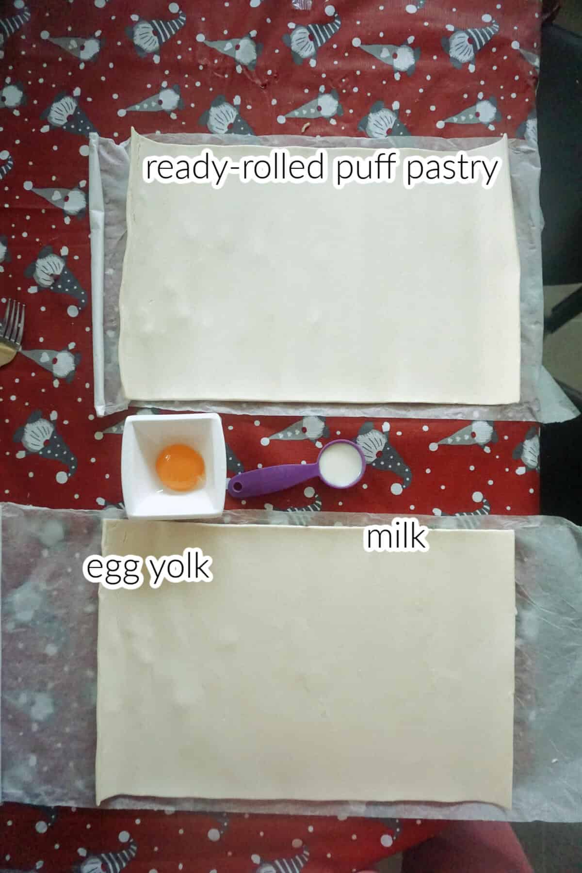 Ingredients needed to make vol-au-vent cases.