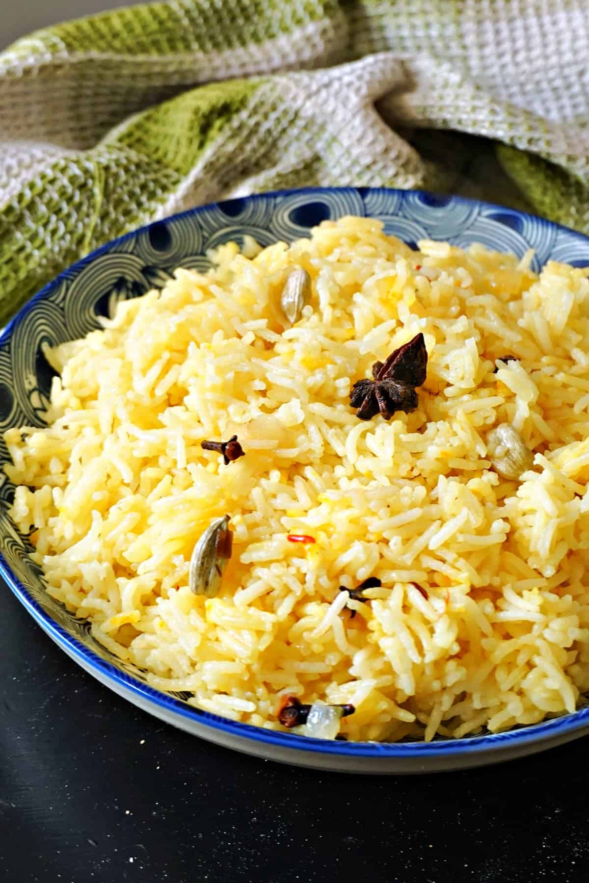 A plate with pilau rice.