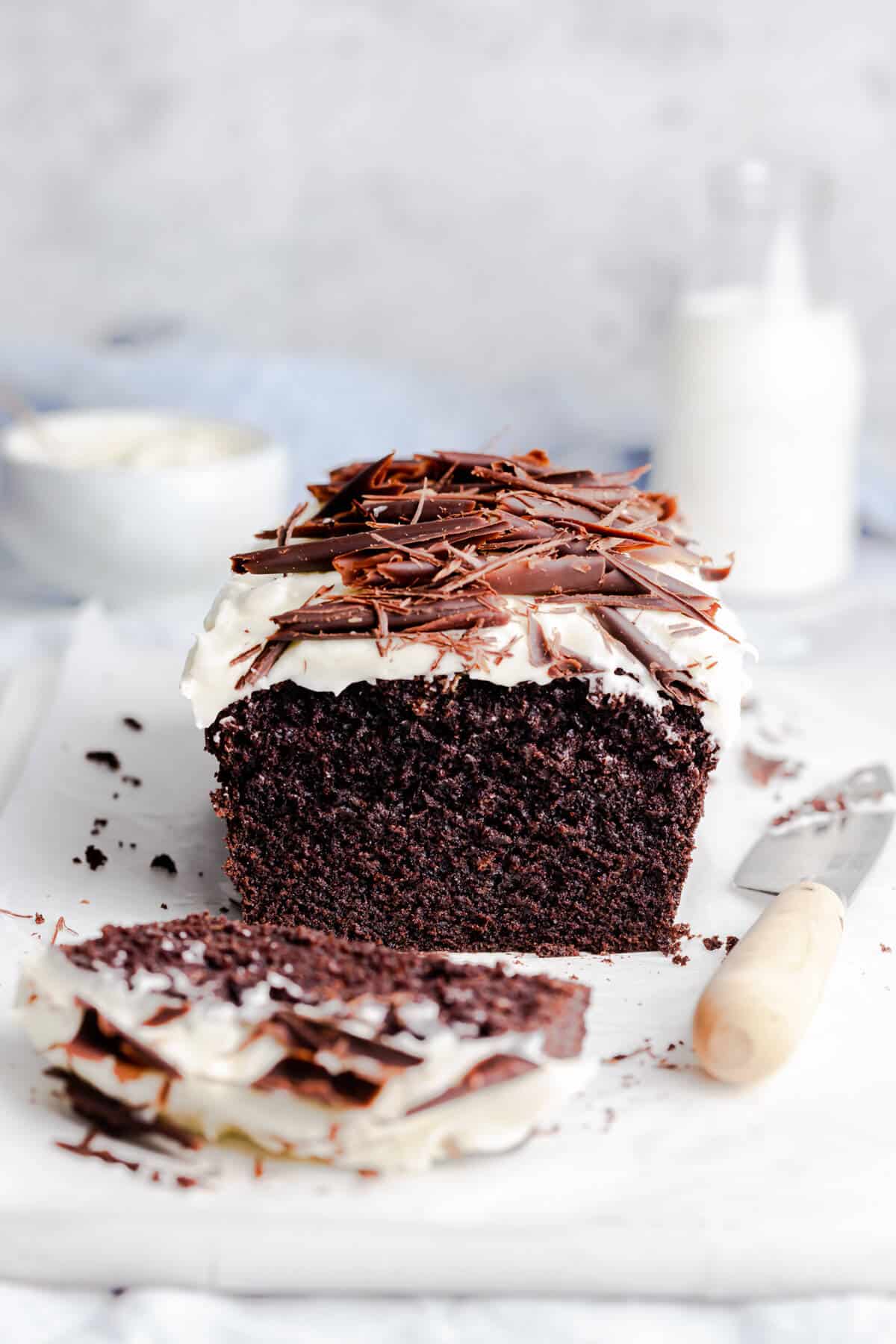 A chocolate loaf cake.