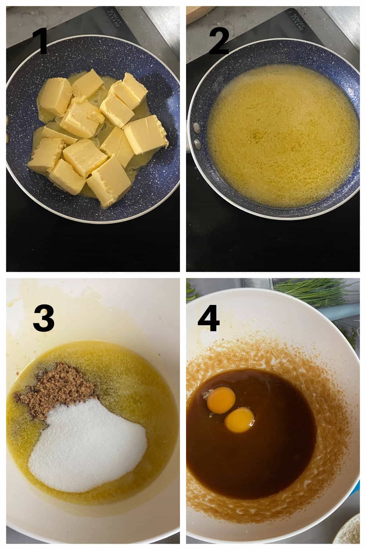 Collage of 4 photos to show how to make mini egg cookies.