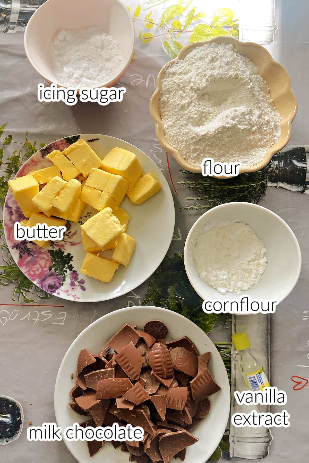 Ingredients needed to make Viennese Fingers.