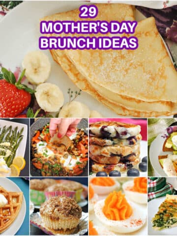 Collage of photos with brunch recipes for Mother's Day.