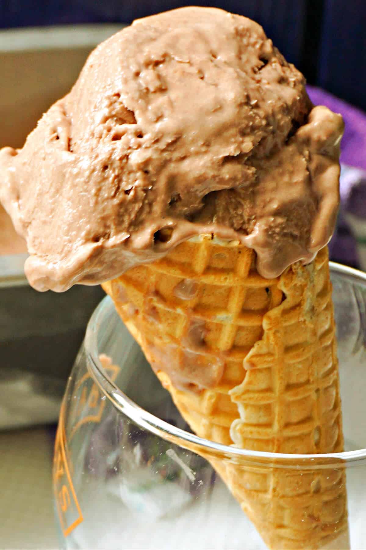 Close-up shoot of an ice cream in a cone.