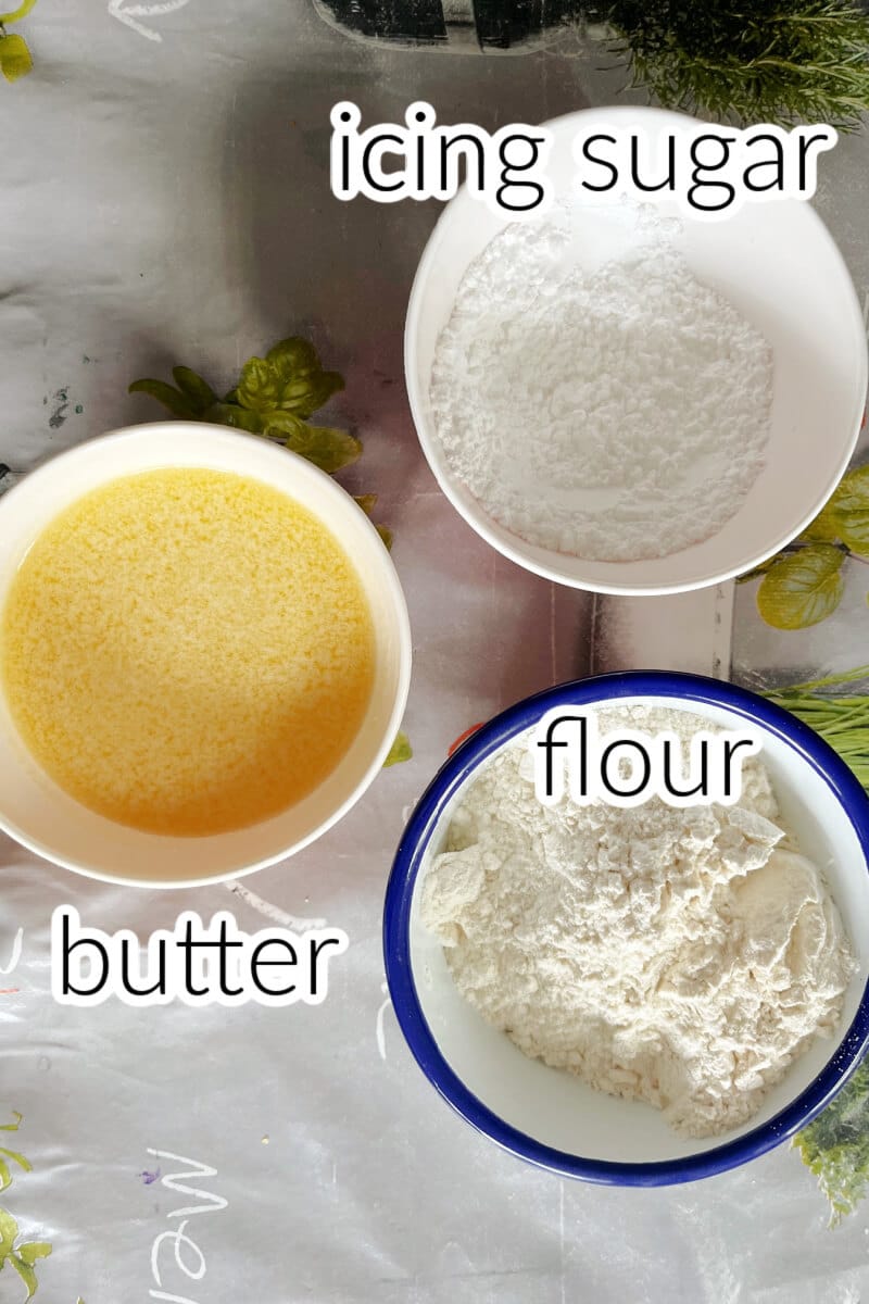 Ingredients used to make butter cookies.