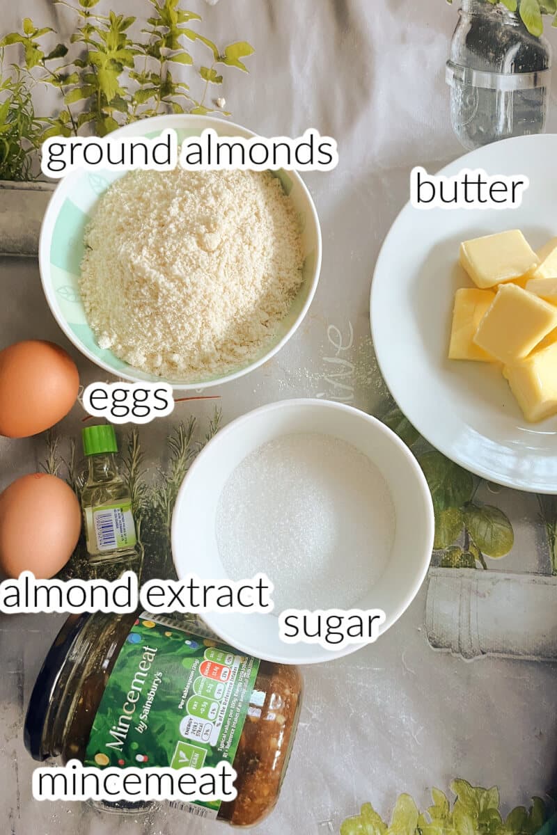 Ingredients used to make frangipane.