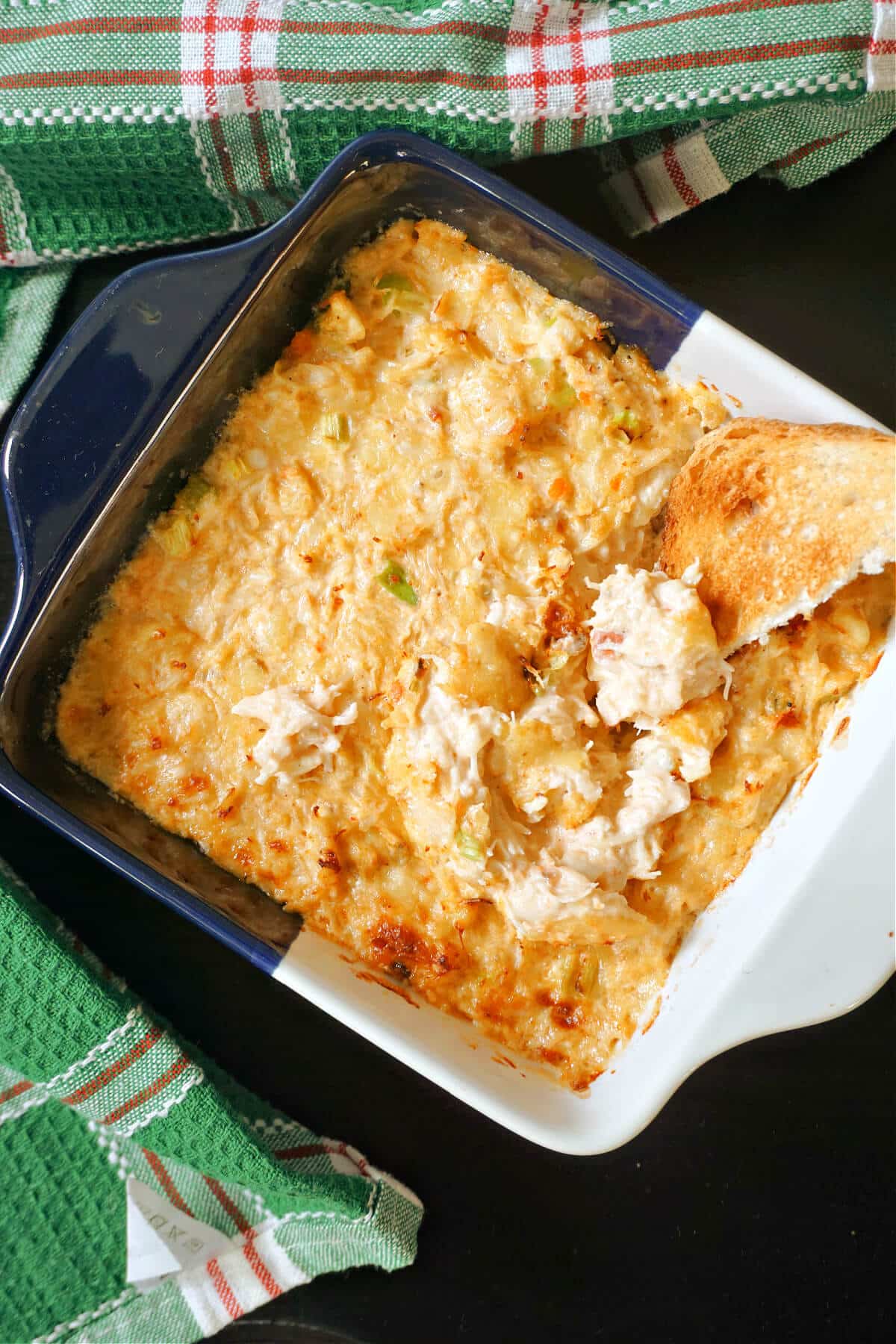 A dish with crab dip.