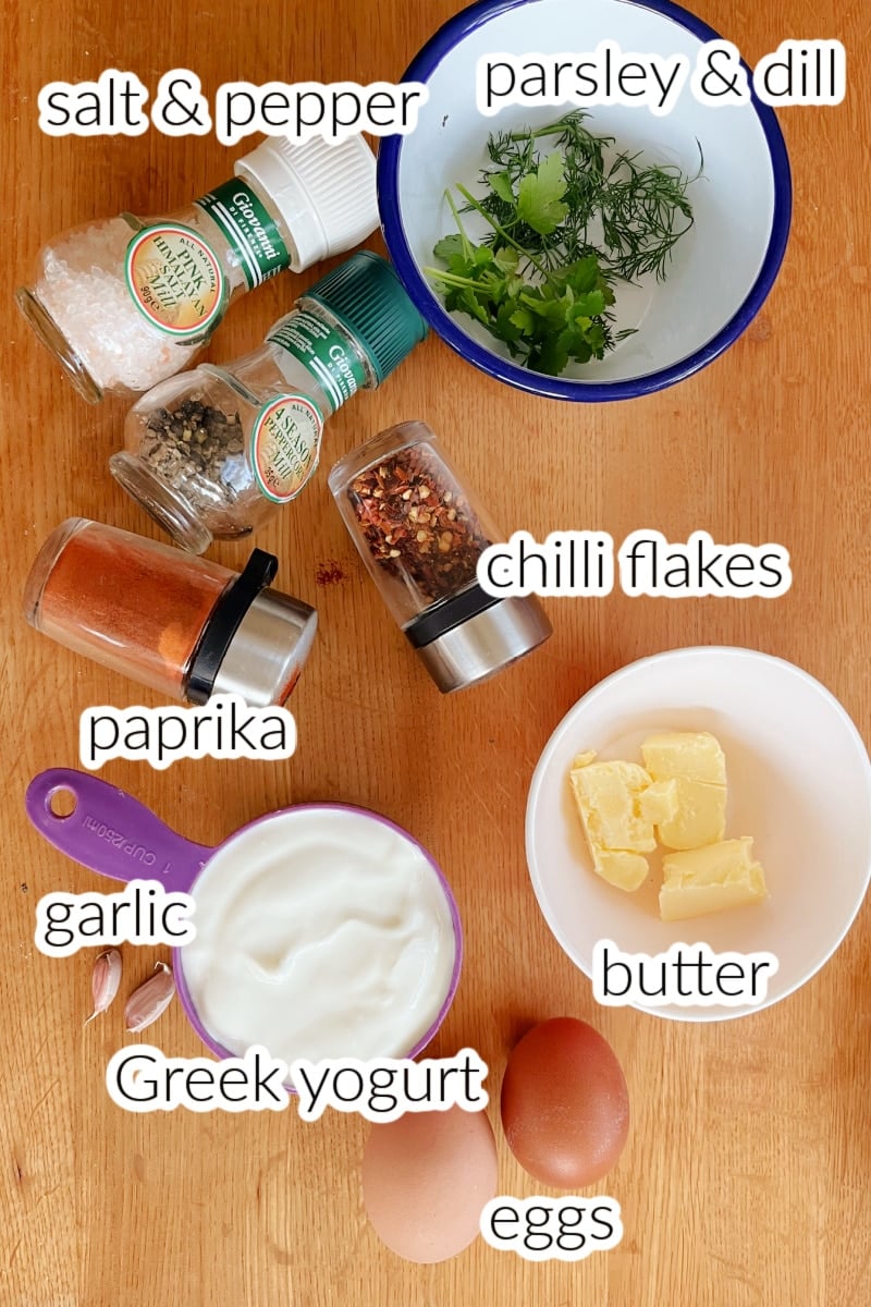 Ingredients used to make Turkish eggs.