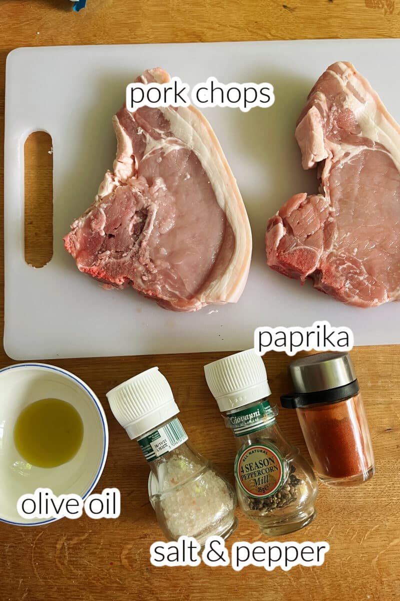Ingredients used to make pork chops in the air fryer.