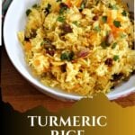 A plate with turmeric rice.
