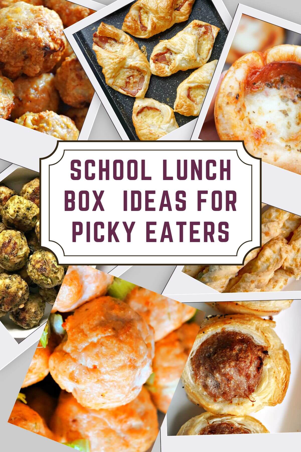 Collage of recipes for school lunch ideas.