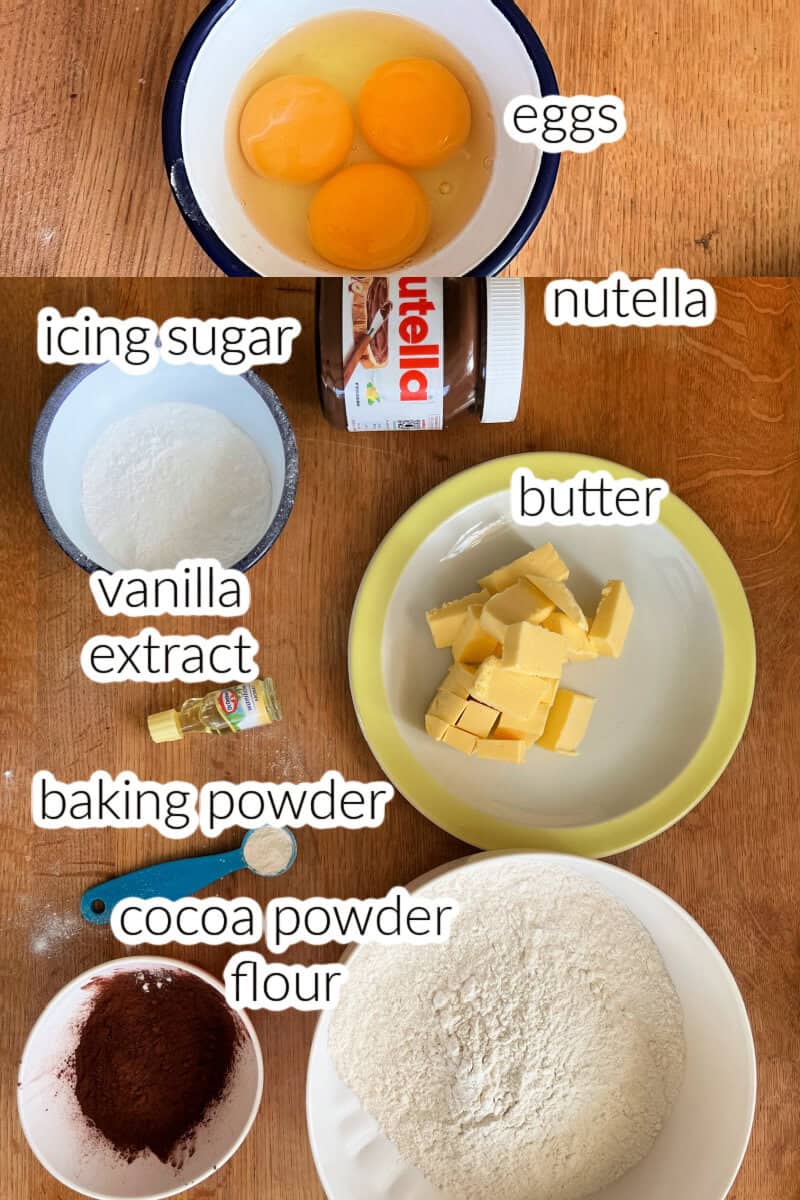 Ingredients used to make linzer cookies with nutella.