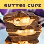 A stack of 3 halves of a chocolate banana peanut butter cup.