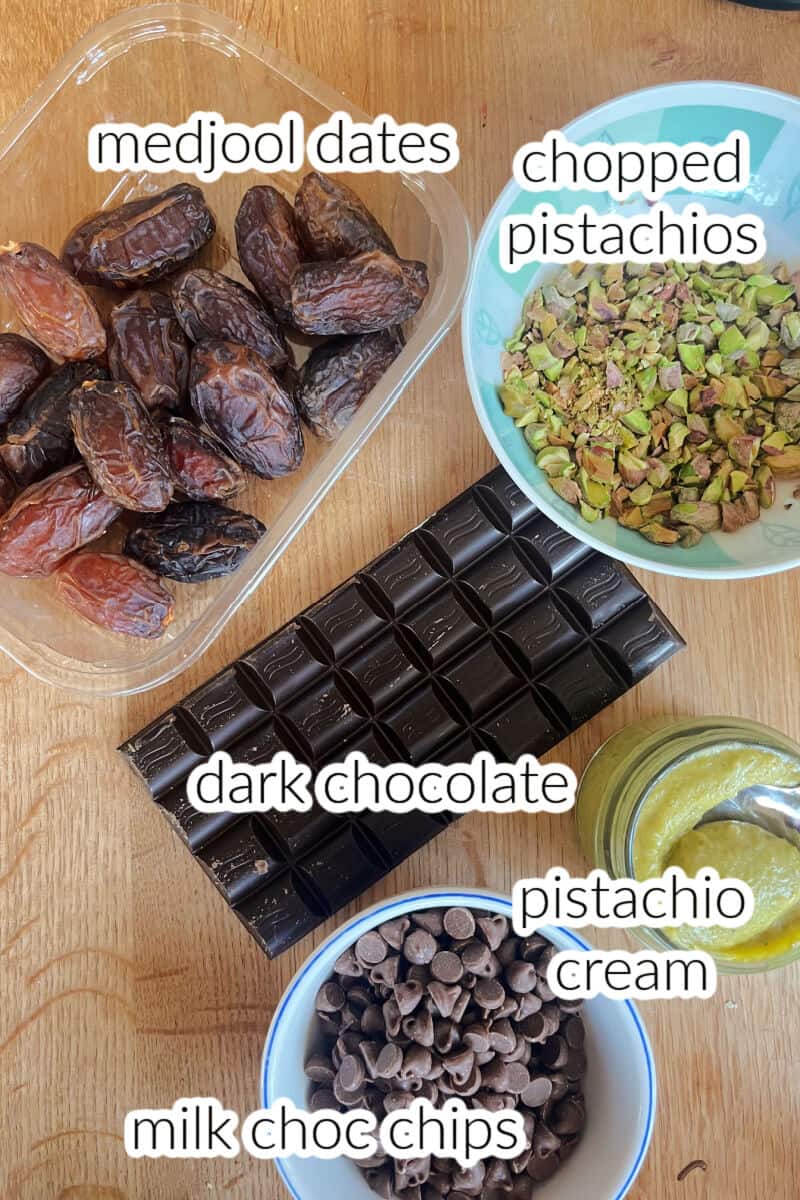 Ingredients used to make date bark.