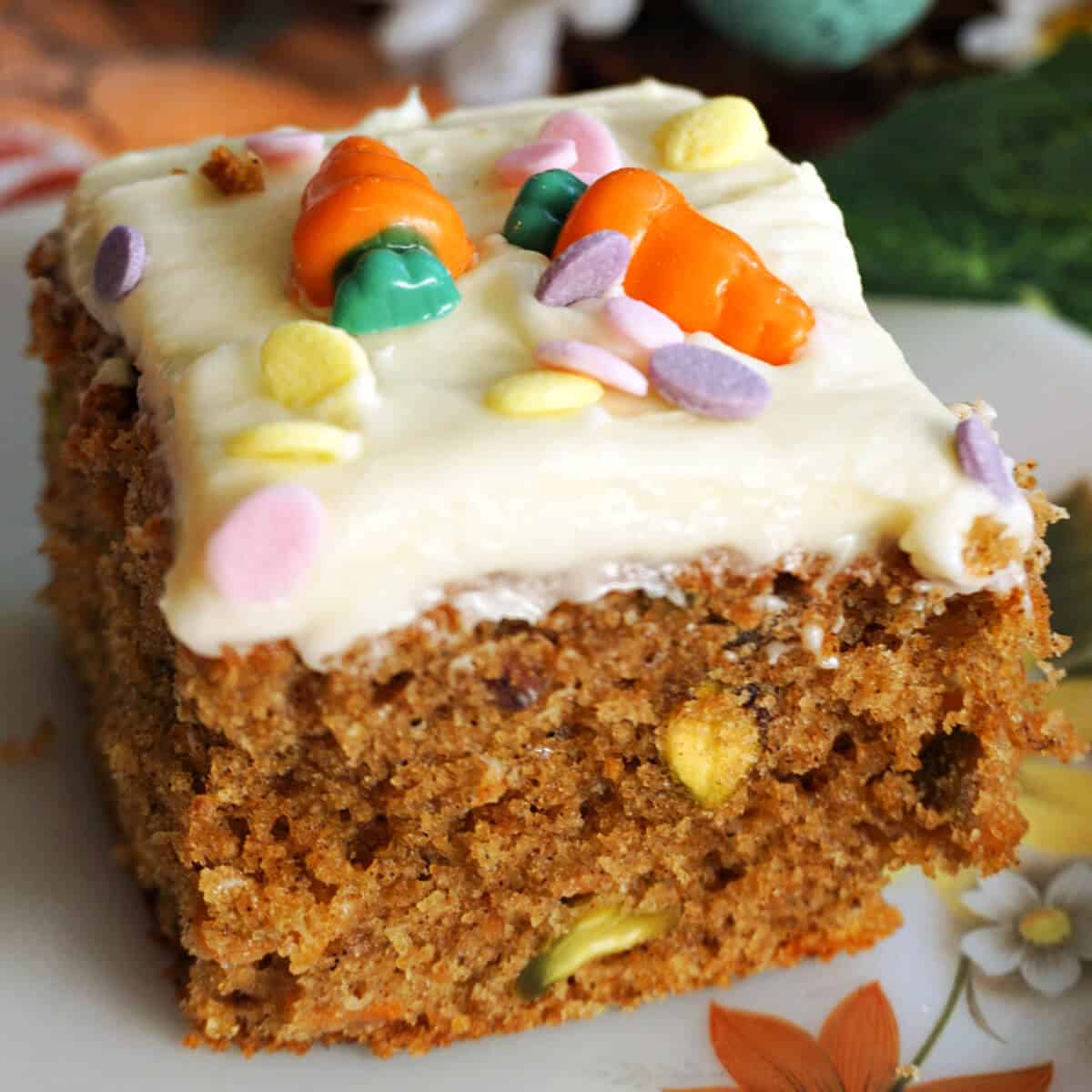 Pistachio Carrot Cake Traybake