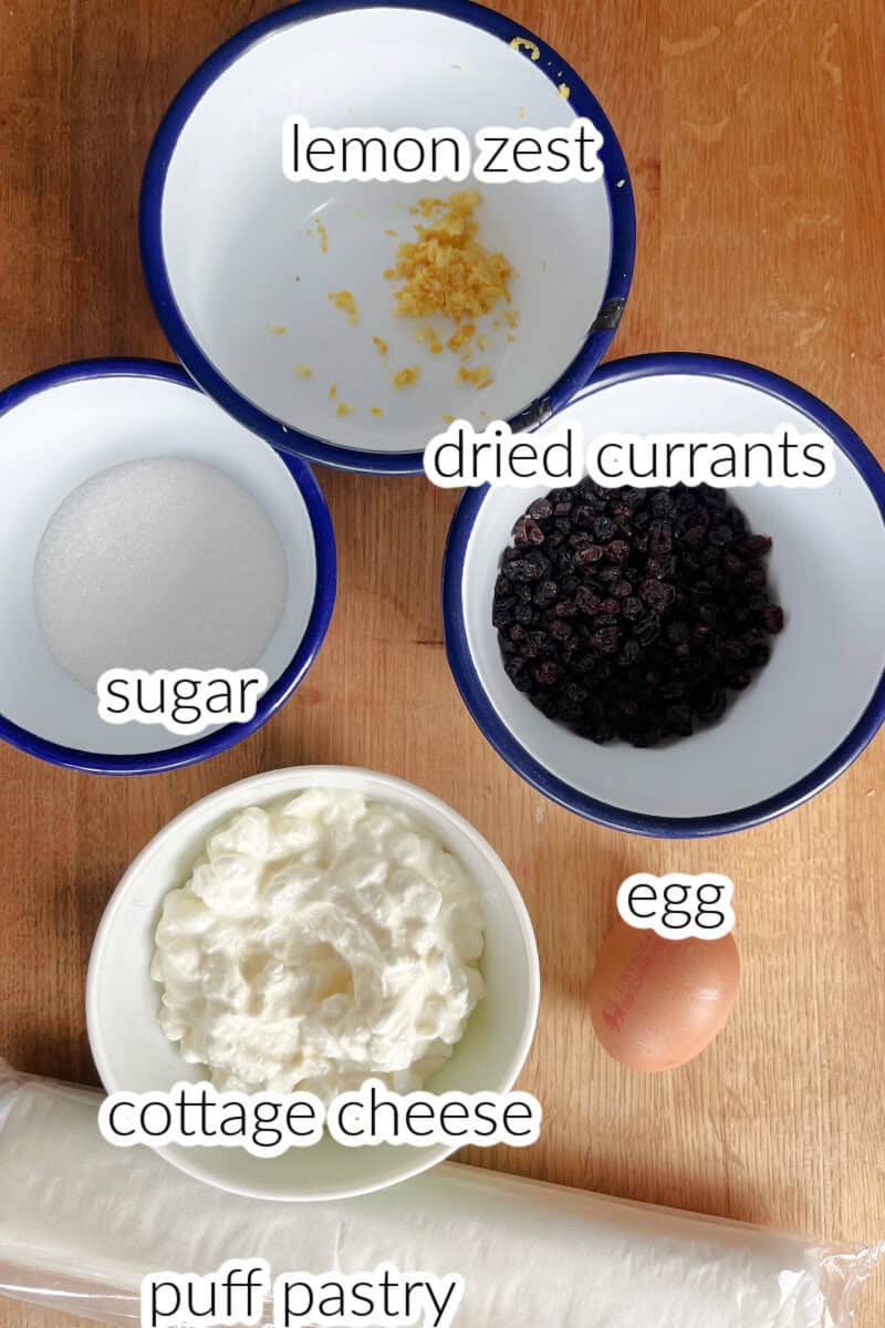 Ingredients used to make palmiers.