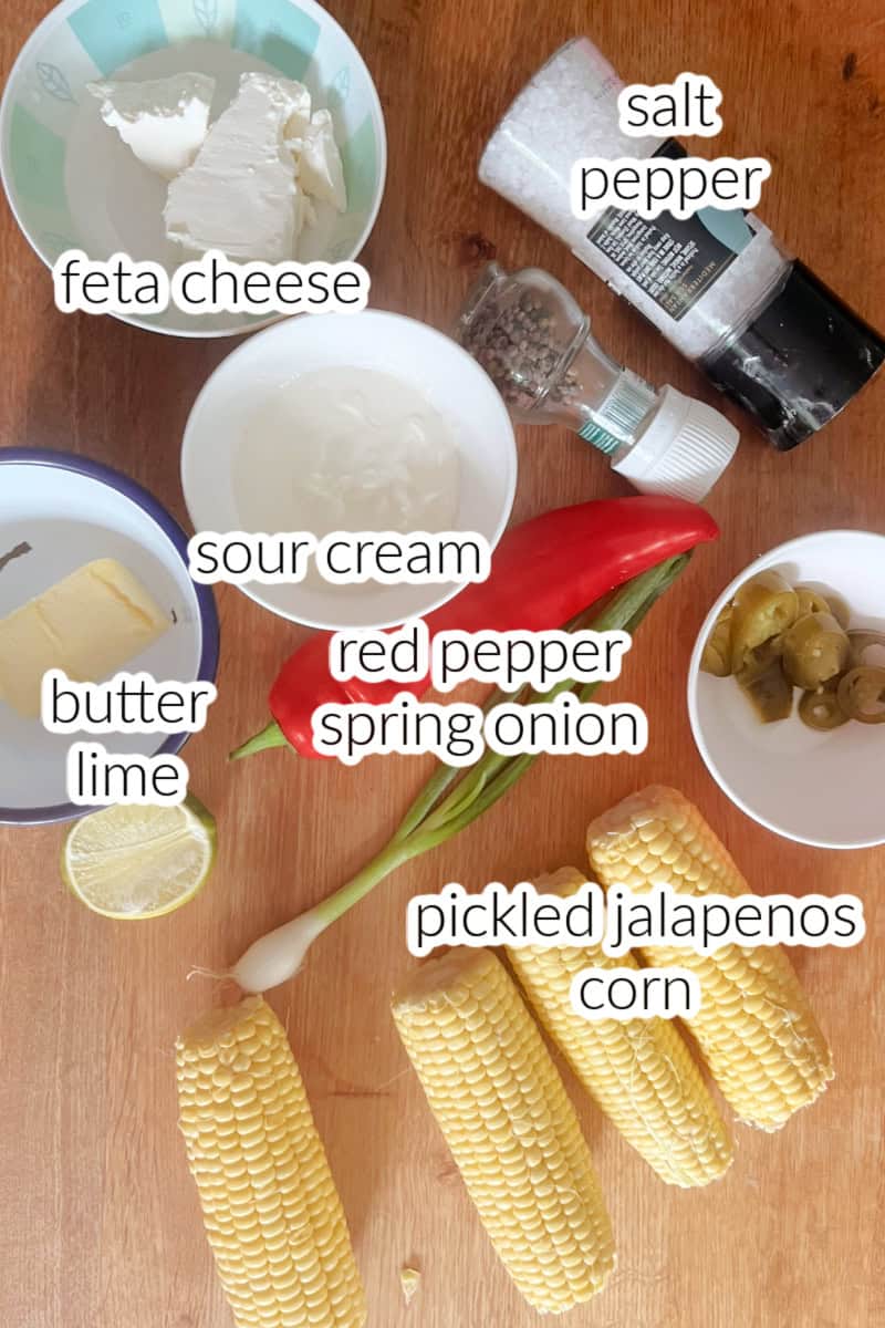 Ingredients needed to make corn salad.