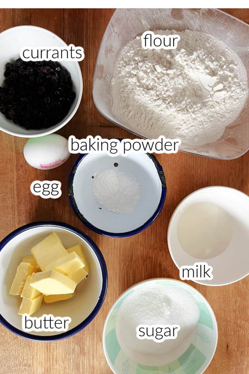 Ingredients used to make rock cakes.