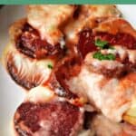 A portion of cheesy beetroot slices on a plate.