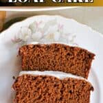 2 slices of ginger cake on a white flowery plate.