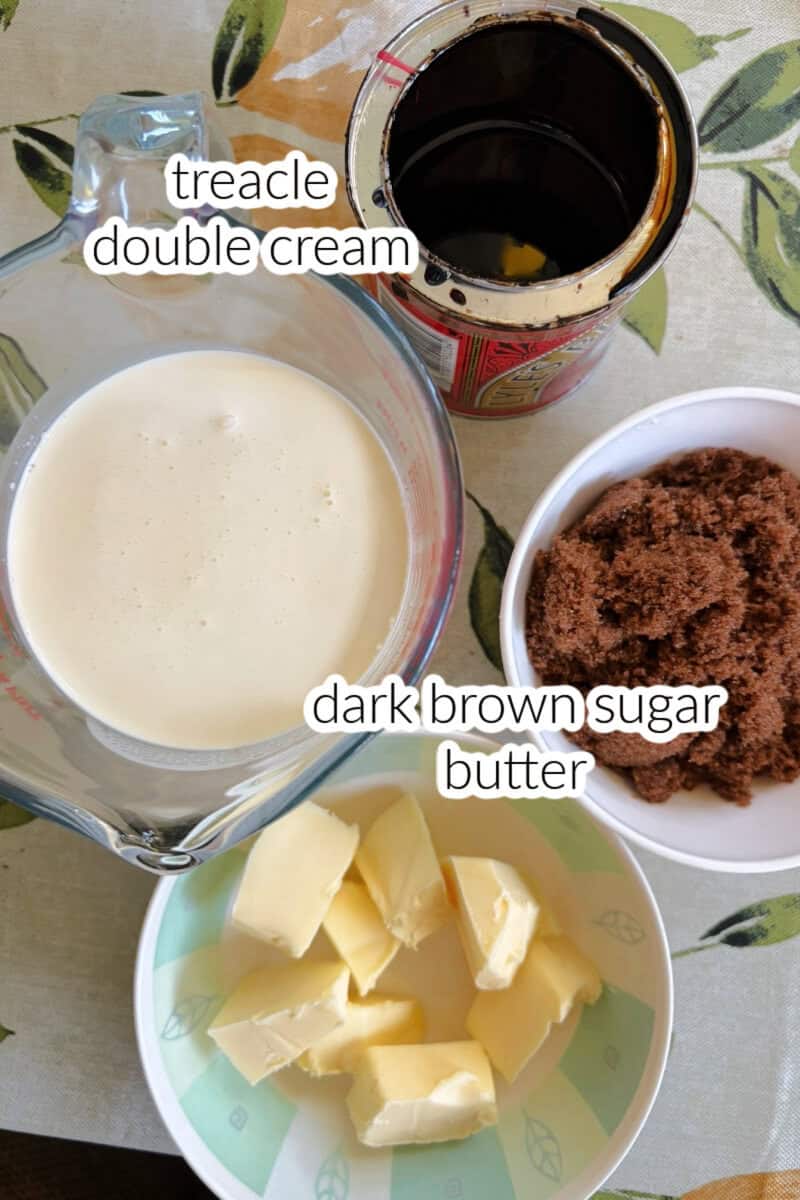 Ingredients needed to make butterscotch sauce.