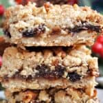 A stack of 3 mincemeat crumb bars.