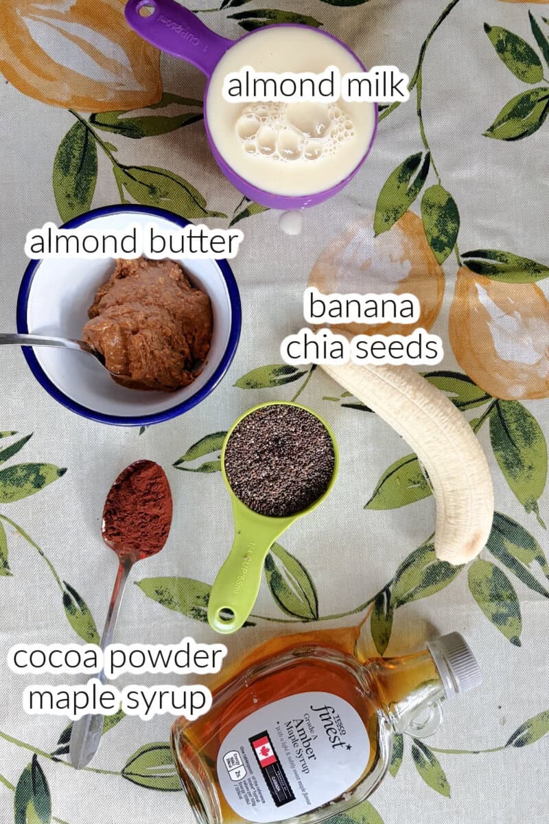 Ingredients used to make chia pudding.