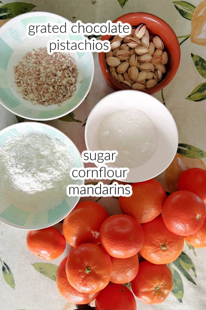 Ingredients used to make mandarin pudding.