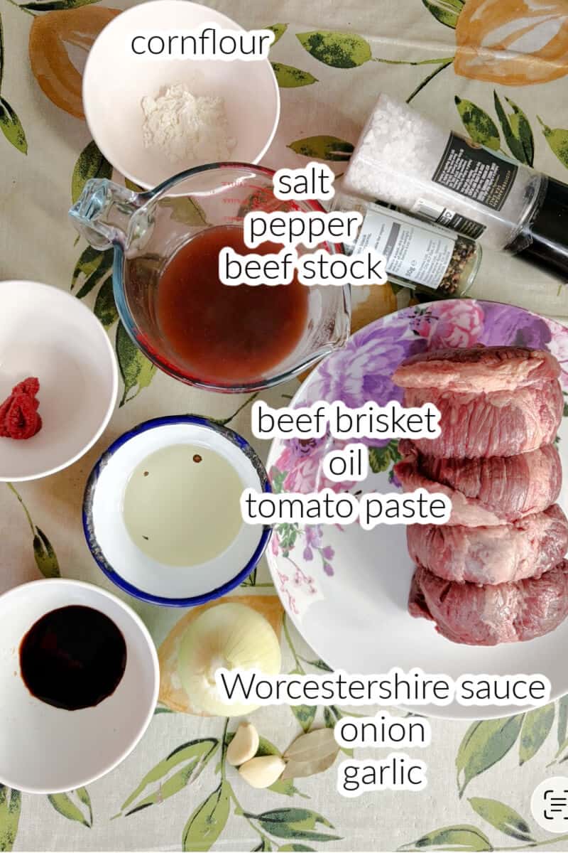 Ingredients used to make beef brisket in the crockpot.