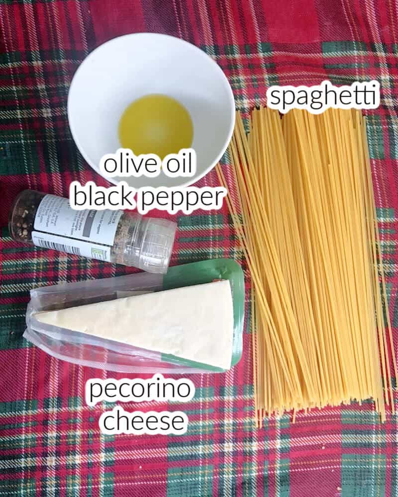 Ingredients used to make cacio e pepe.