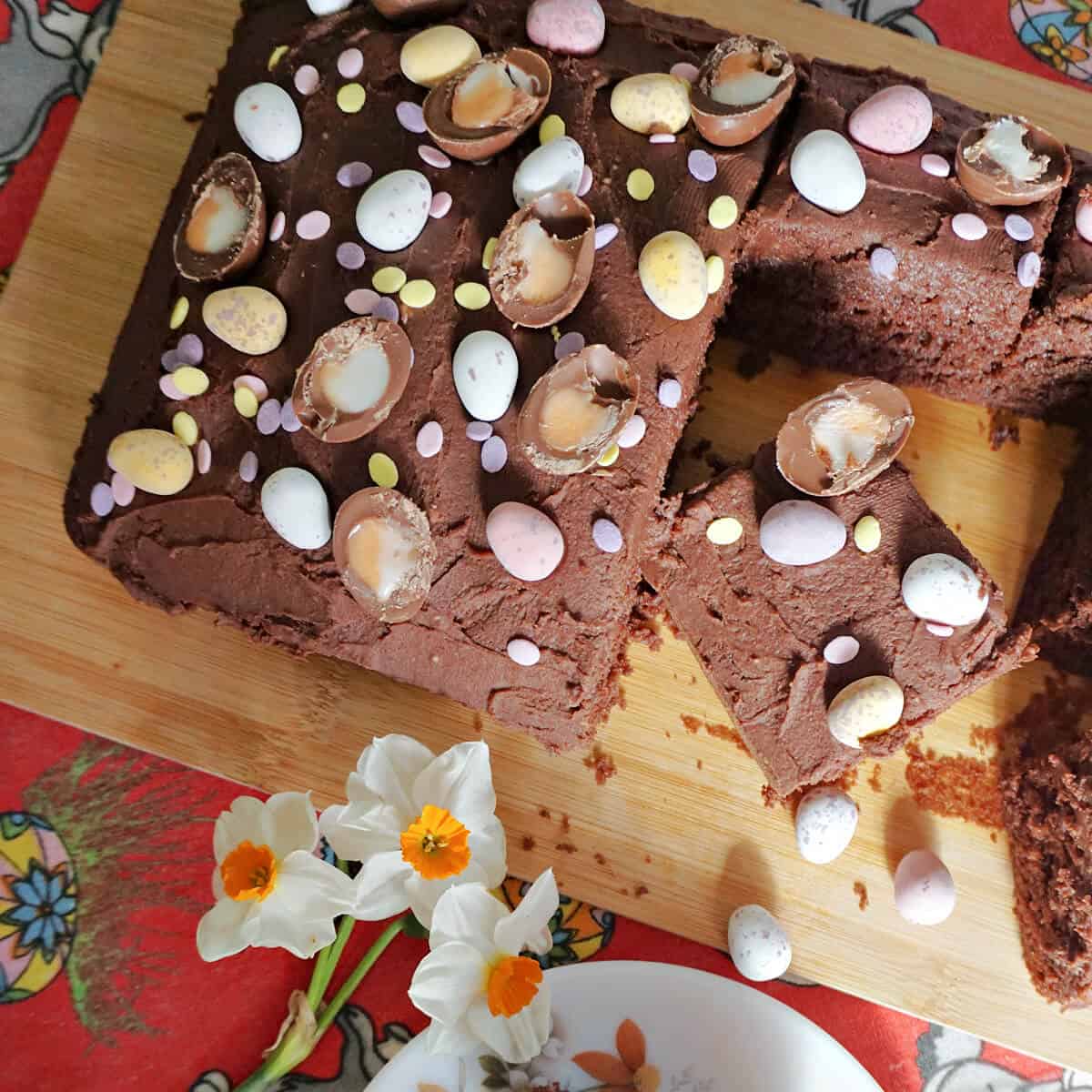 Easter Chocolate Traybake Cake with Chocolate Buttercream