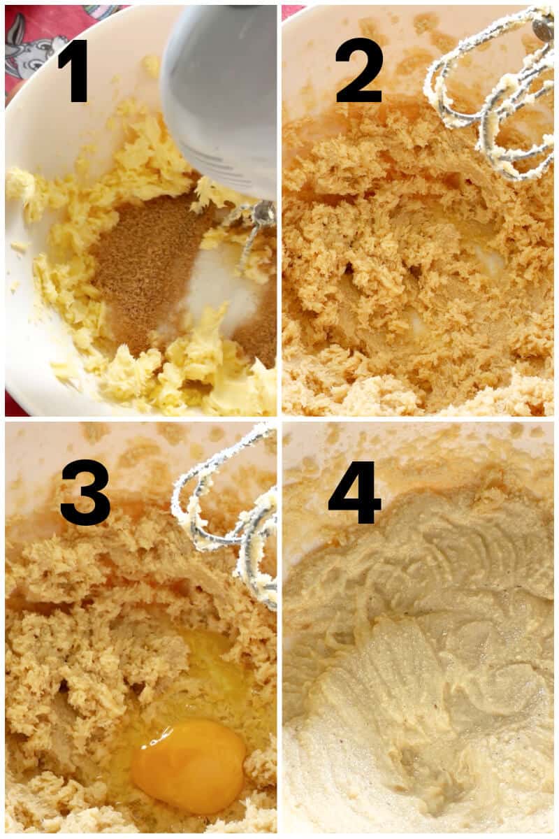 Collage of 4 photos to show how to make a sponge.