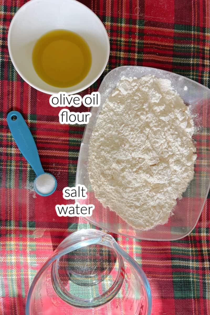 Ingredients used to make focaccia.