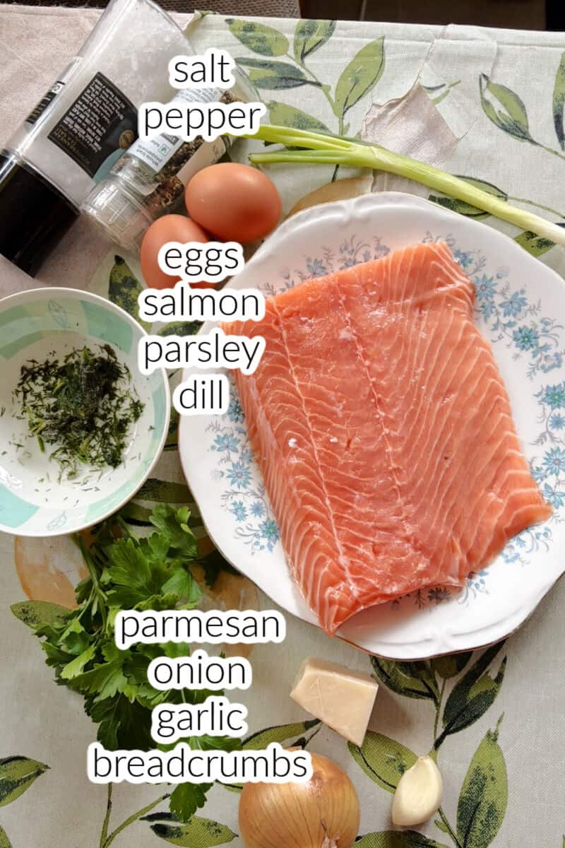 Ingredients displayed for making the patties.