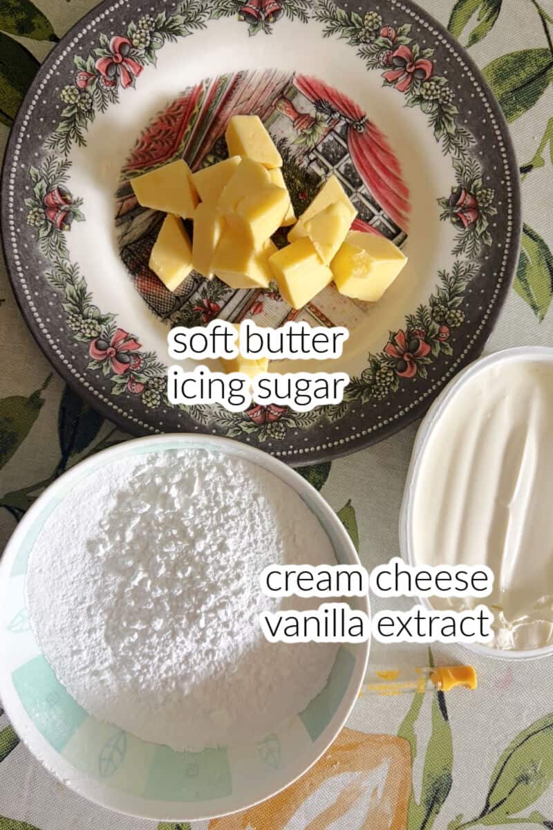 Ingredients displayed for making frosting.