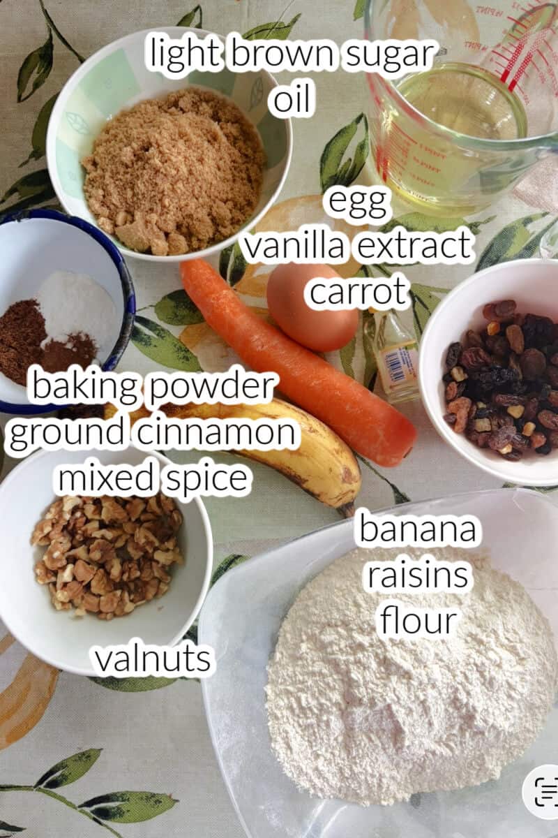 Ingredients displayed to make a cake sponge.