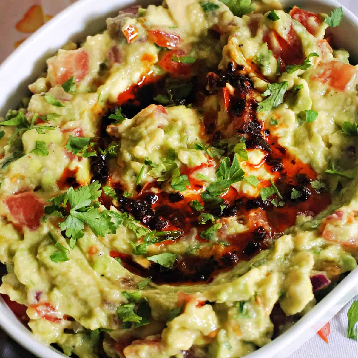 Chunky Guacamole with Chilli Oil