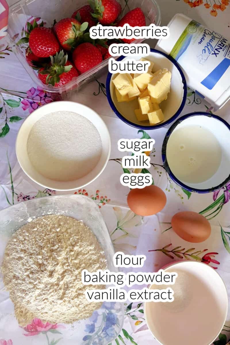 Ingredients displayed for making cupcakes.