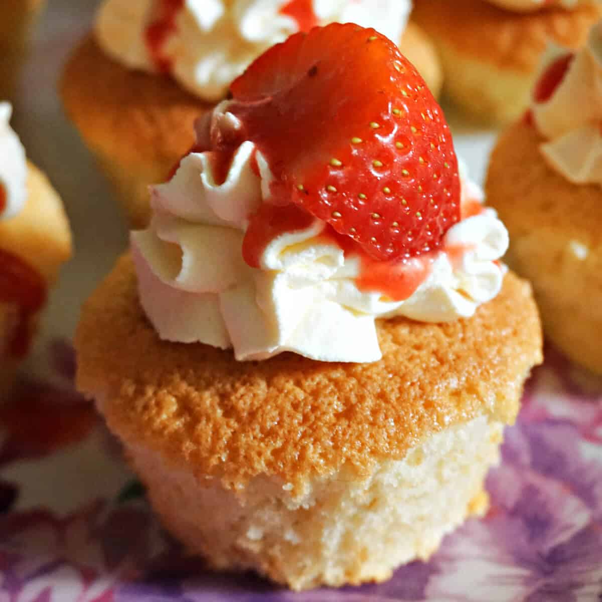 Strawberries and Cream Cupcakes (with Hot Milk Sponge)