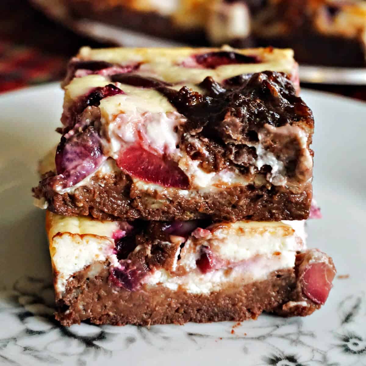 Cherry Cheesecake Banana Brownies (Flourless & Refined Sugar Free)